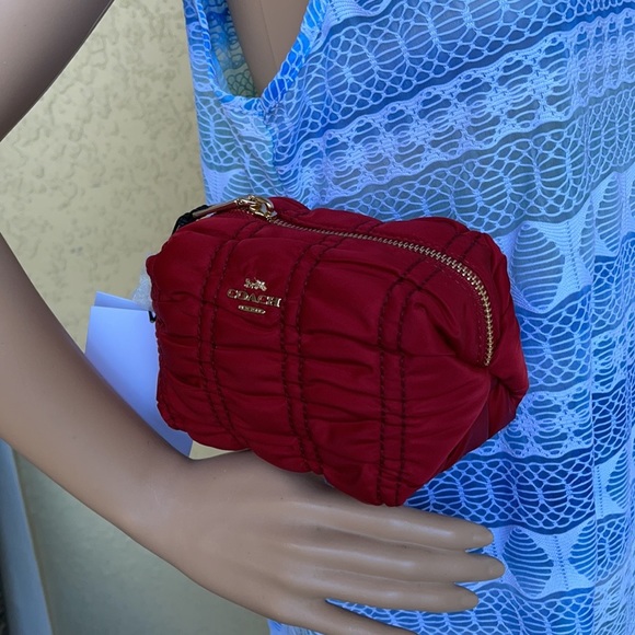 COACH Small Boxy Cosmetic Case With Ruching - Picture 8 of 16